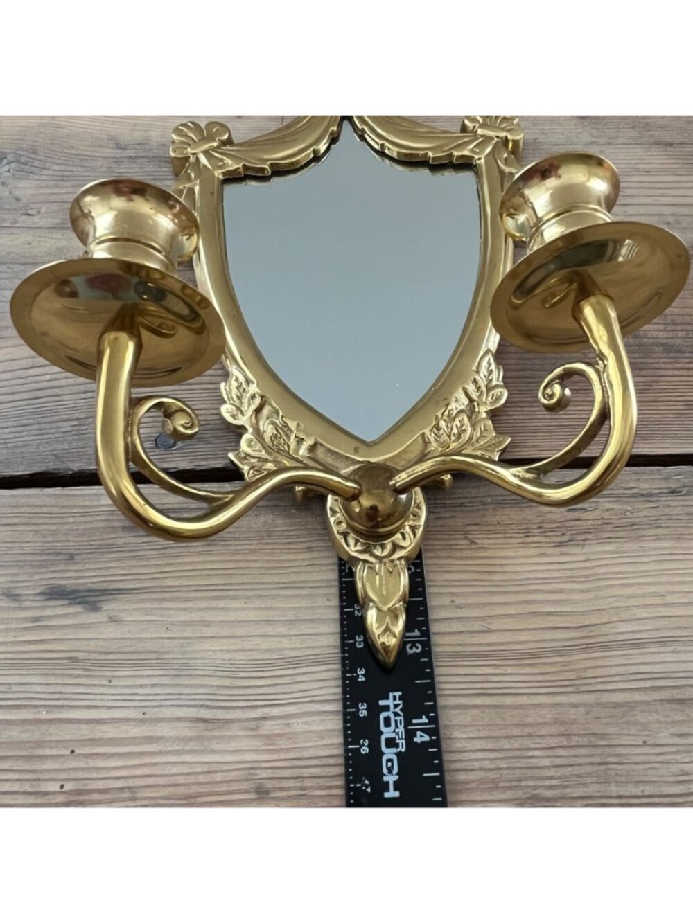 Vintage Style Brass Mirrored Wall Sconces Polished Finish Set of 2 - Picture 7 of 7